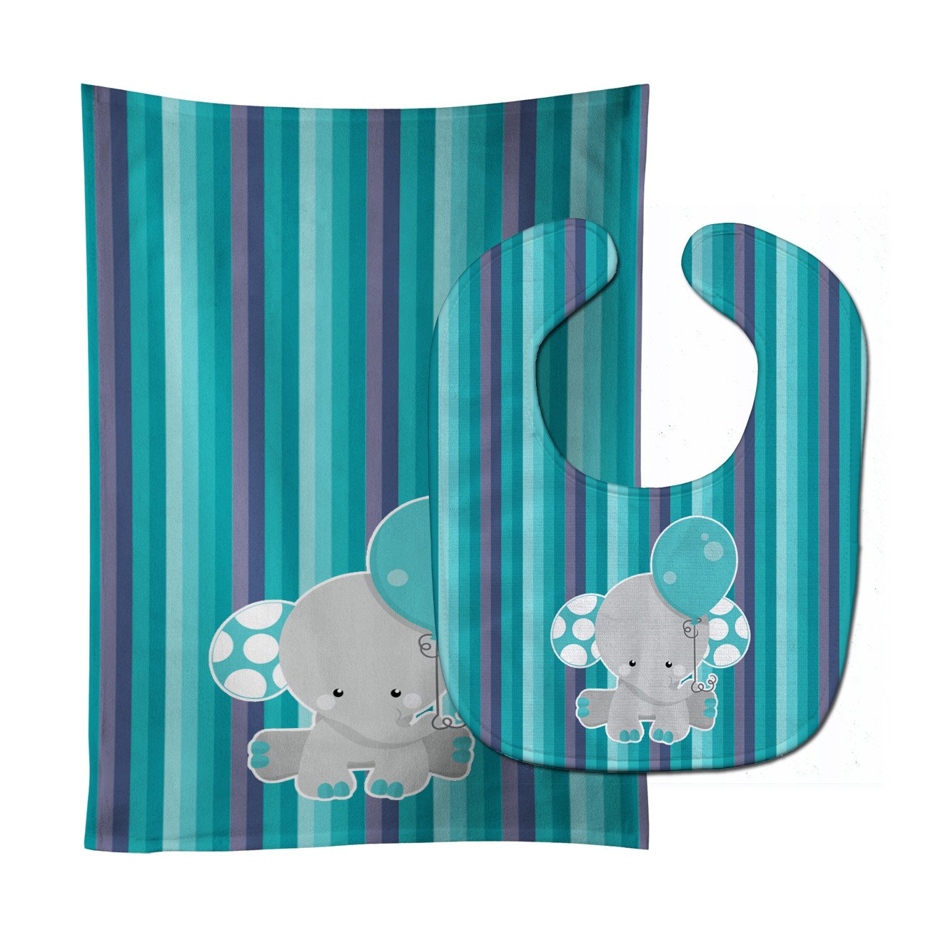 Grey Elephant with Balloon Baby Bib & Burp Cloth Easy-Clean Baby Bib Baby Feeding Accessory Baby Mealtime Essential