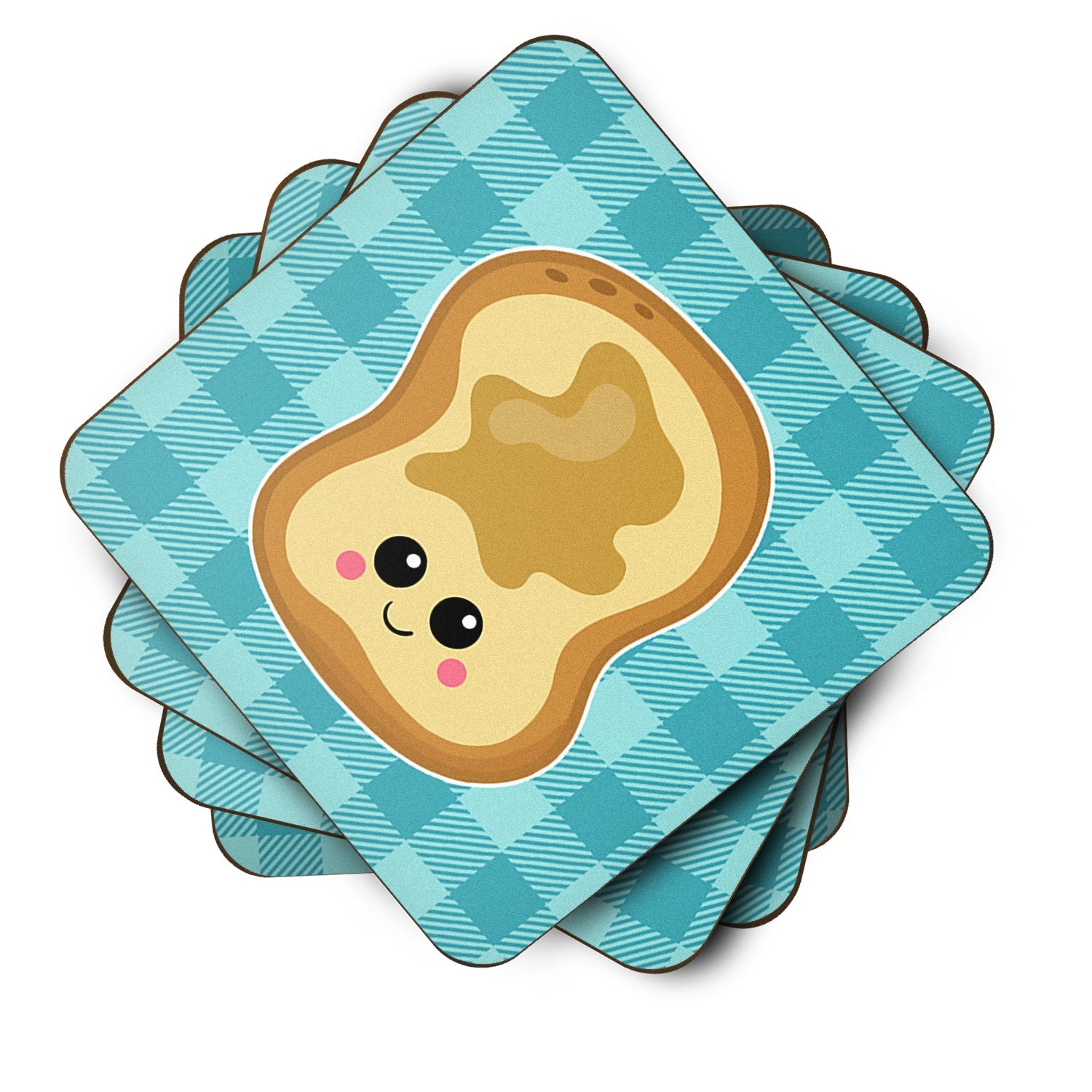 Peanut Butter Toast Foam Coasters Set of 4 Cup Coasters for Indoor Outdoor, Tabletop Protection, Anti Slip, Mouse pad Material