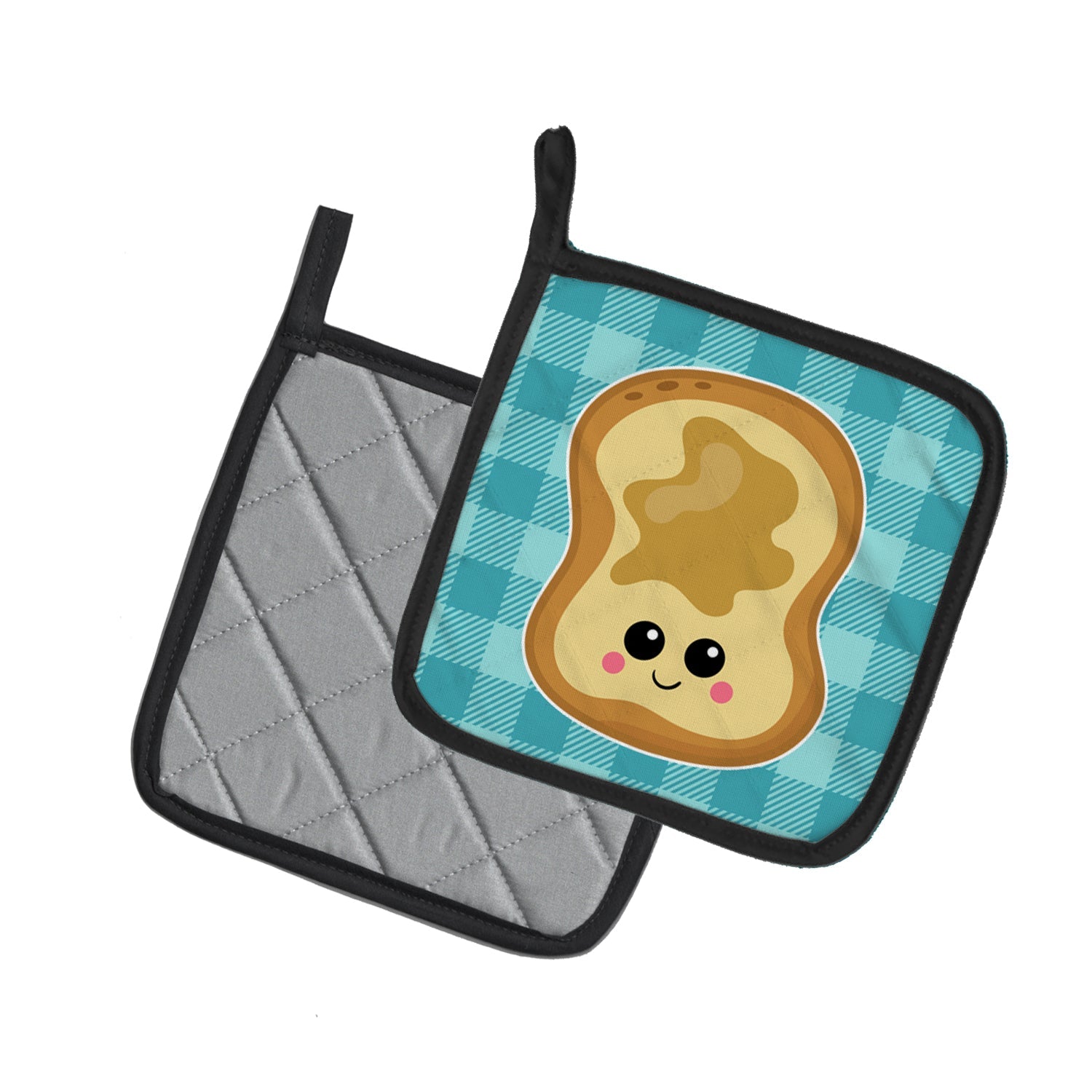 Peanut Butter Toast Pot Holder Set of 2 Heat Resistant Quilted Hot Pads 7.5 x 7.5 Inch, Insulated Kitchen Trivets for Cooking & Baking
