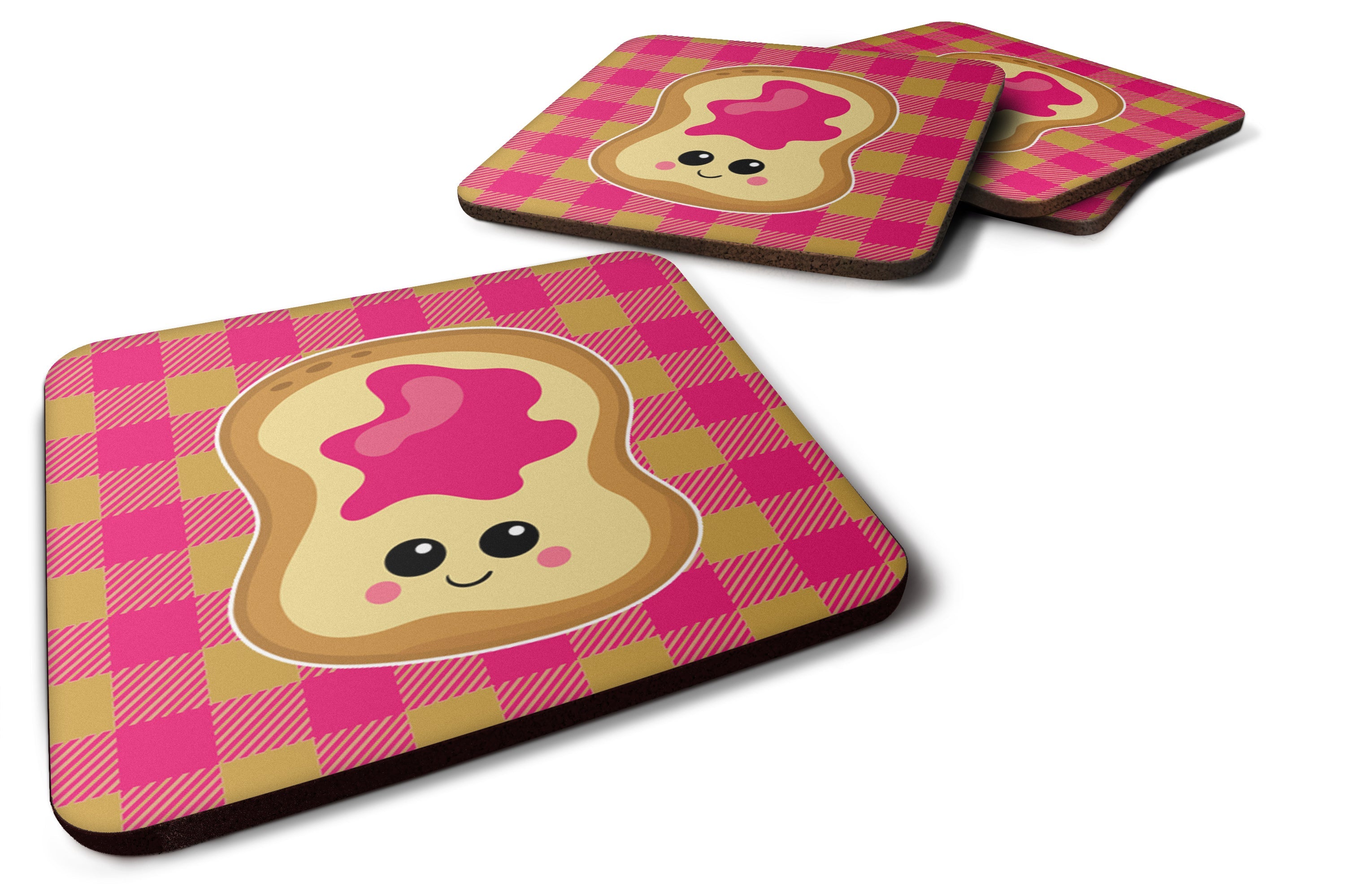 Jelly Toast Foam Coasters Set of 4 Cup Coasters for Indoor Outdoor, Tabletop Protection, Anti Slip, Mouse pad Material