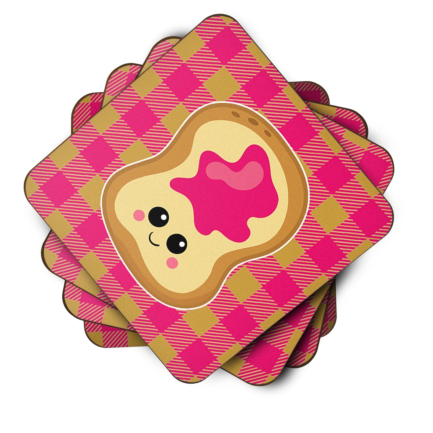 Jelly Toast Foam Coasters Set of 4 Cup Coasters for Indoor Outdoor, Tabletop Protection, Anti Slip, Mouse pad Material