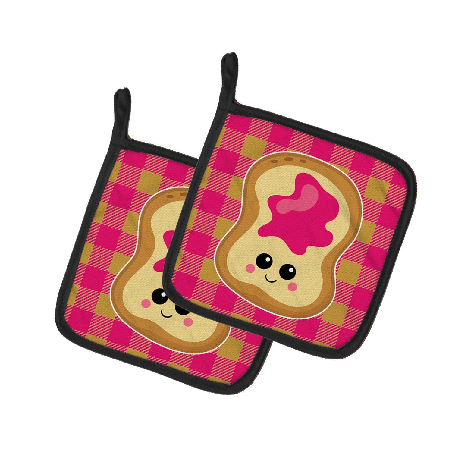 Jelly Toast Pot Holder Set of 2 Heat Resistant Quilted Hot Pads 7.5 x 7.5 Inch, Insulated Kitchen Trivets for Cooking & Baking