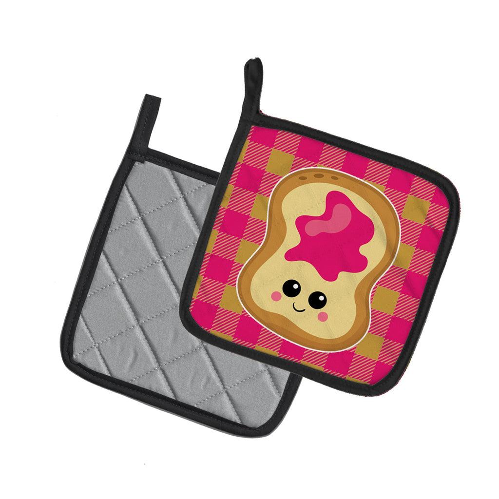 Jelly Toast Pot Holder Set of 2 Heat Resistant Quilted Hot Pads 7.5 x 7.5 Inch, Insulated Kitchen Trivets for Cooking & Baking