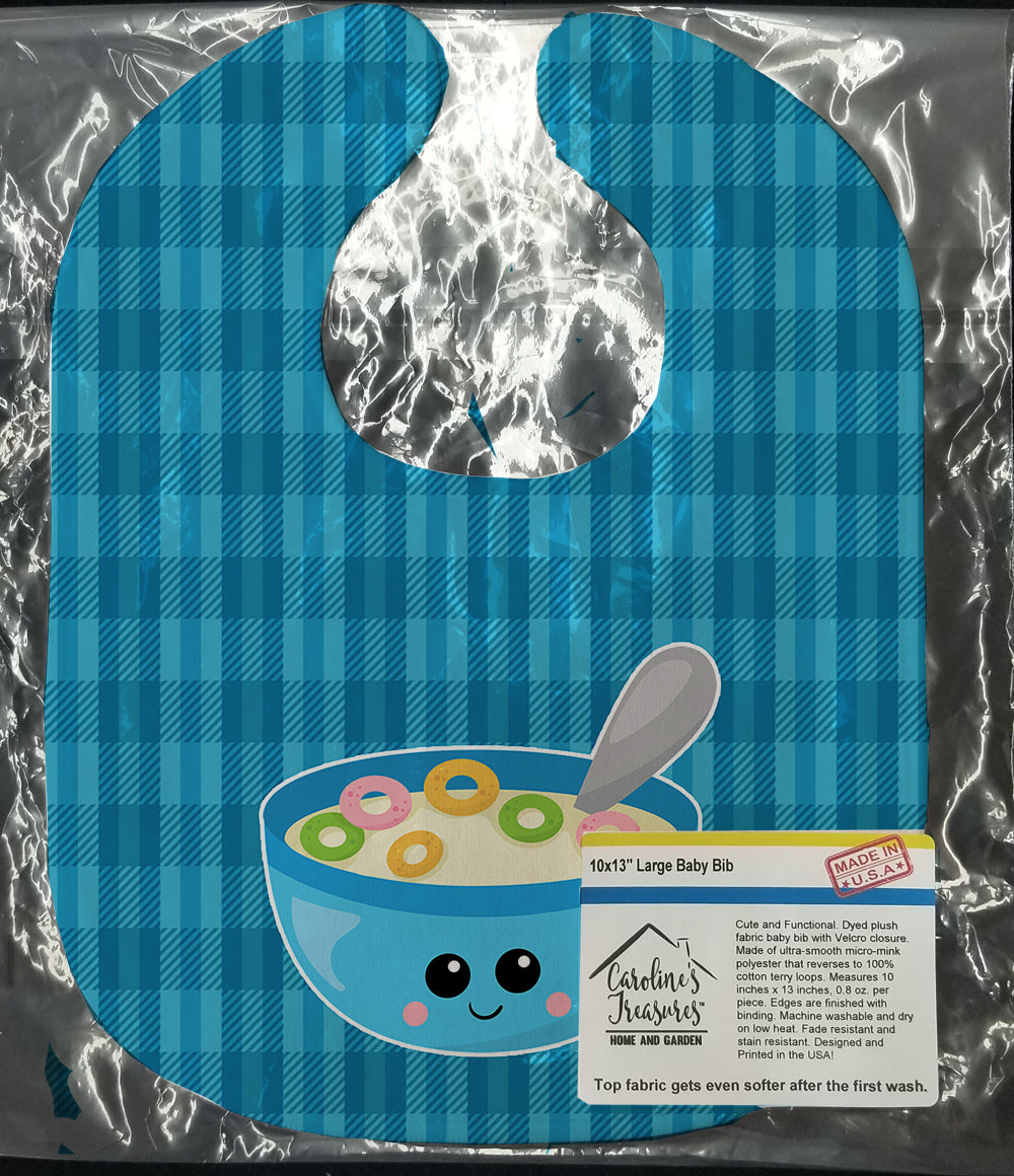 Blue bowl of Cereal Baby Bib Easy-Clean Baby Bib Baby Feeding Accessory Baby Mealtime Essential, 10 x 13, Multicolor