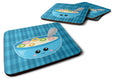 Blue bowl of Cereal Foam Coasters Set of 4 Cup Coasters for Indoor Outdoor, Tabletop Protection, Anti Slip, Mouse pad Material