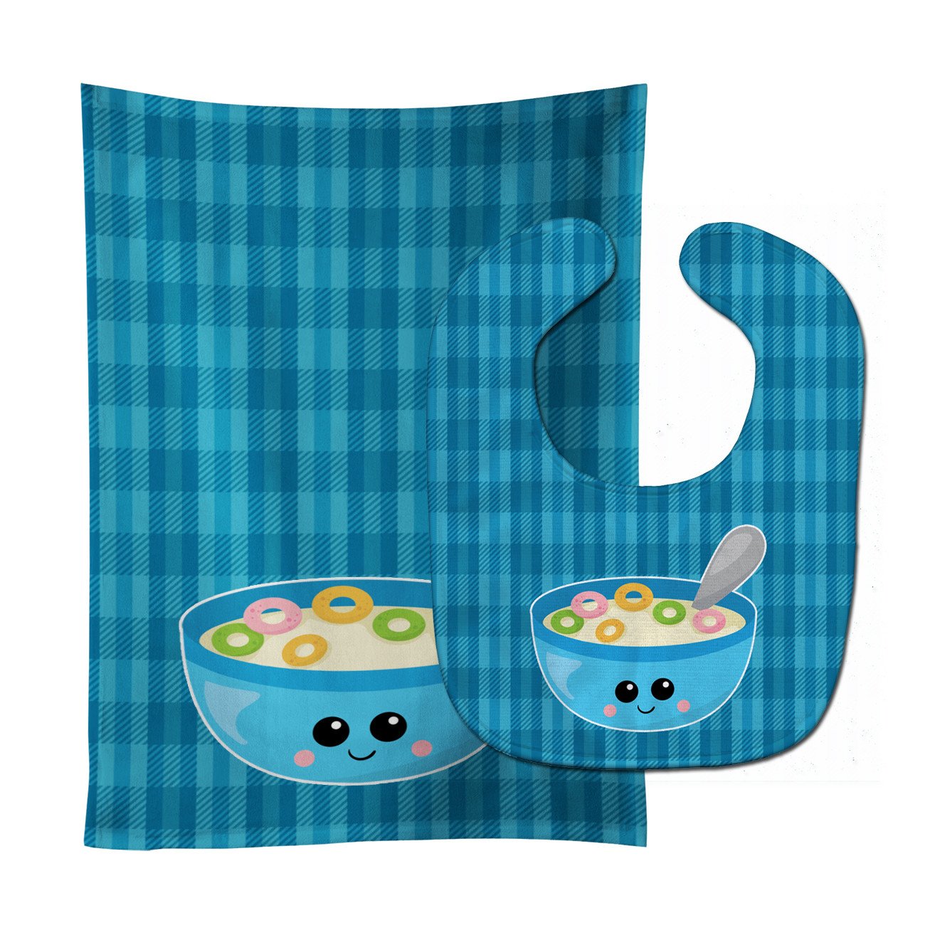 Blue bowl of Cereal Baby Bib & Burp Cloth Easy-Clean Baby Bib Baby Feeding Accessory Baby Mealtime Essential