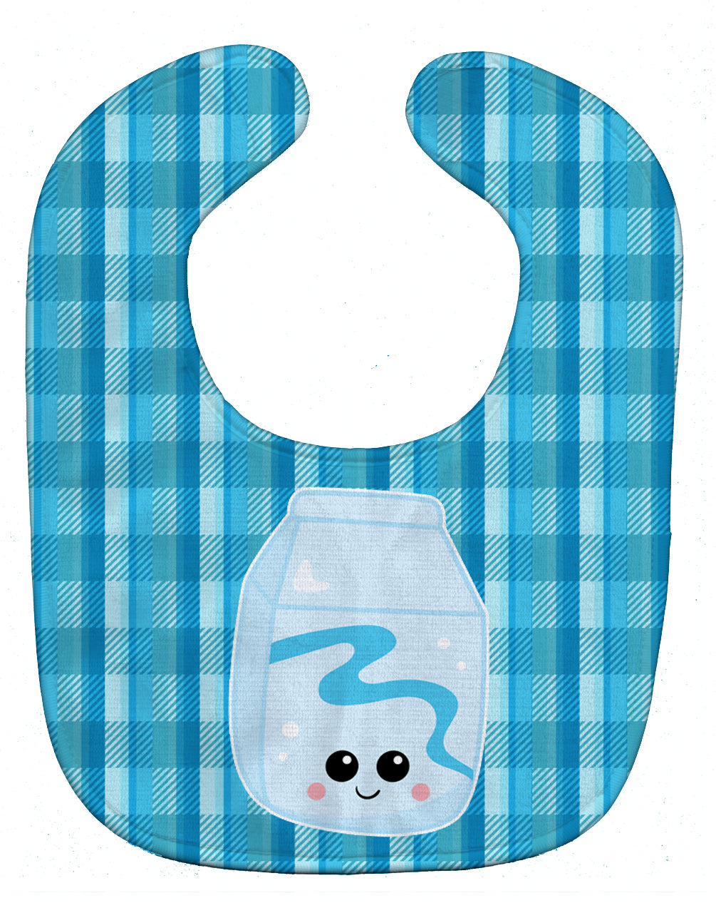 Blue Plaid and Milk Baby Bib Easy-Clean Baby Bib Baby Feeding Accessory Baby Mealtime Essential, 10 x 13, Multicolor