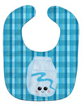 Blue Plaid and Milk Baby Bib Easy-Clean Baby Bib Baby Feeding Accessory Baby Mealtime Essential, 10 x 13, Multicolor