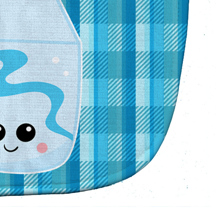 Blue Plaid and Milk Baby Bib Easy-Clean Baby Bib Baby Feeding Accessory Baby Mealtime Essential, 10 x 13, Multicolor