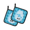 Blue Plaid and Milk Pot Holder Set of 2 Heat Resistant Quilted Hot Pads 7.5 x 7.5 Inch, Insulated Kitchen Trivets for Cooking & Baking