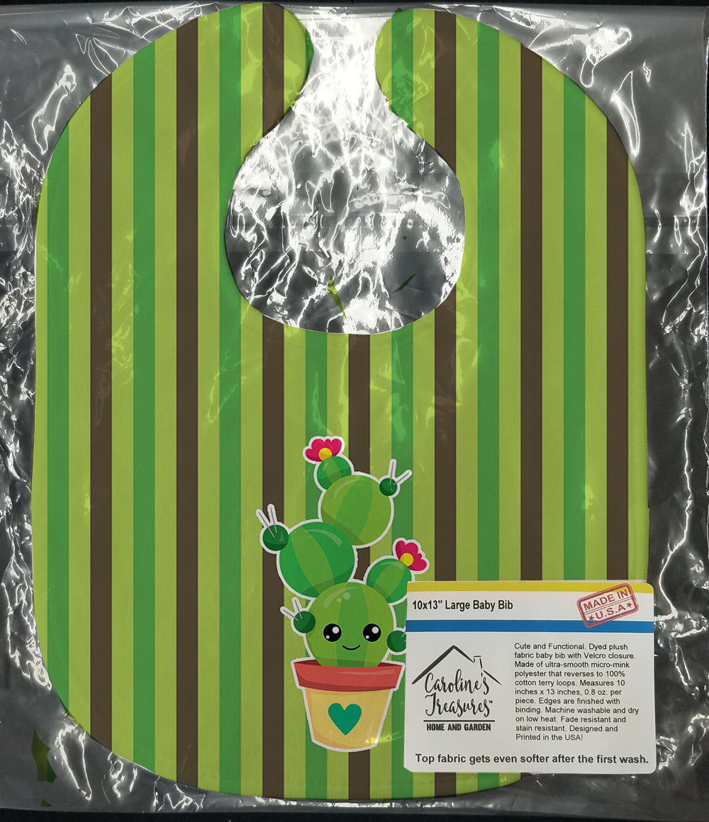 Cactus Stripe Baby Bib Easy-Clean Baby Bib Baby Feeding Accessory Baby Mealtime Essential, 10 x 13, Multicolor