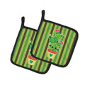 Cactus Stripe Pot Holder Set of 2 Heat Resistant Quilted Hot Pads 7.5 x 7.5 Inch, Insulated Kitchen Trivets for Cooking & Baking