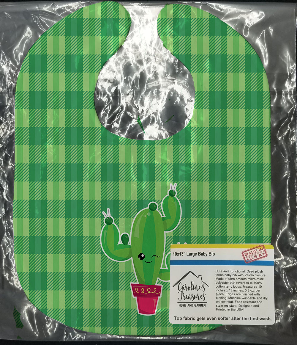 Cactus Plaid Baby Bib Easy-Clean Baby Bib Baby Feeding Accessory Baby Mealtime Essential, 10 x 13, Multicolor