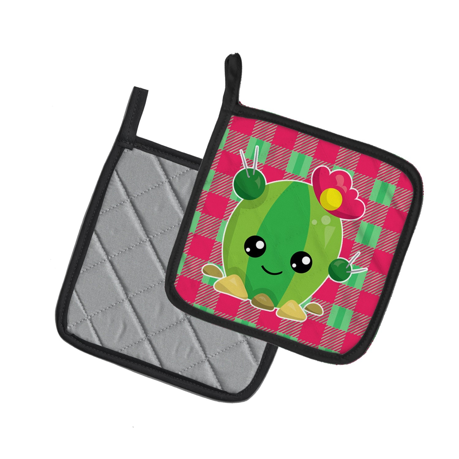 Cactus Peace Out Pot Holder Set of 2 Heat Resistant Quilted Hot Pads 7.5 x 7.5 Inch, Insulated Kitchen Trivets for Cooking & Baking