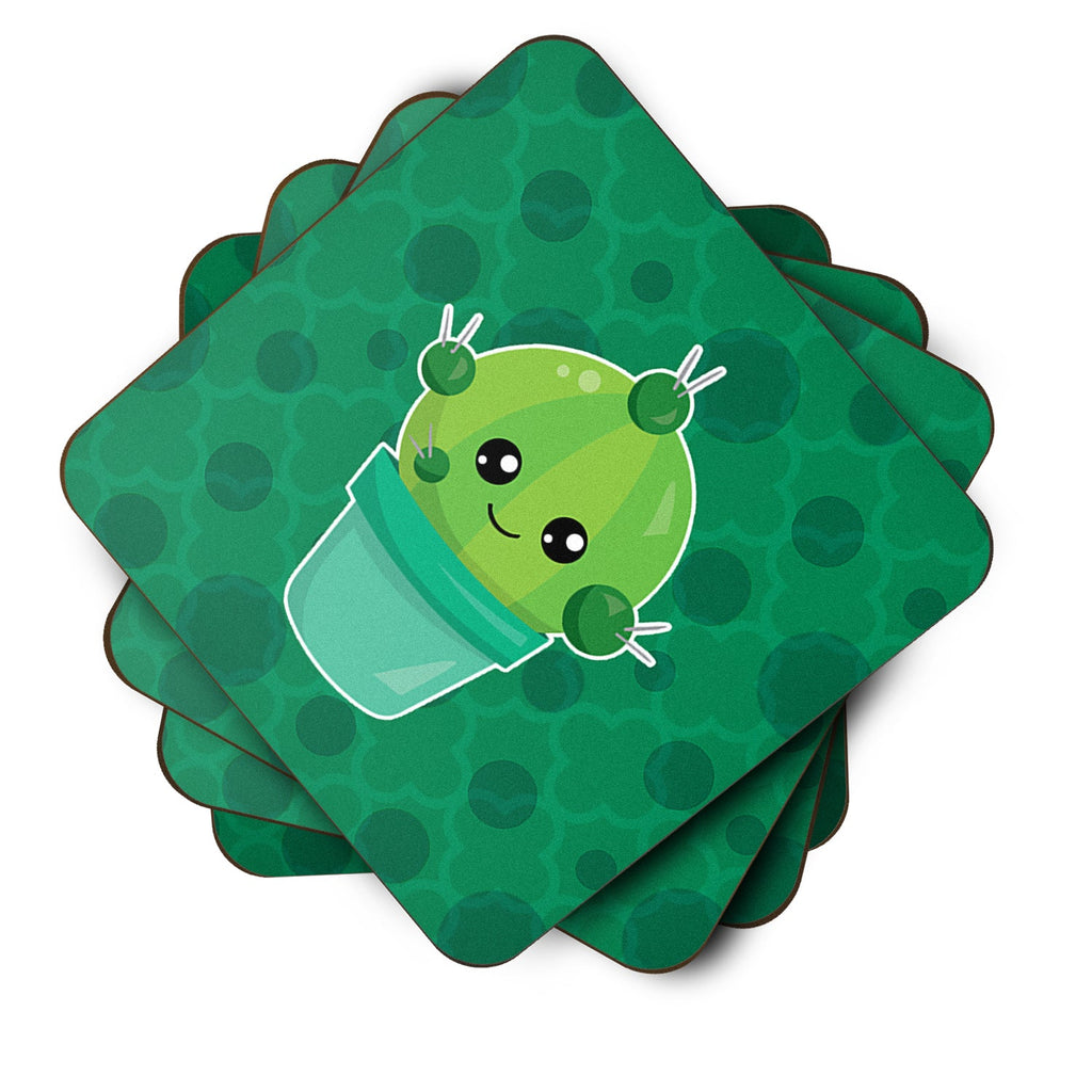 Cactus Polkadots Foam Coasters Set of 4 Cup Coasters for Indoor Outdoor, Tabletop Protection, Anti Slip, Mouse pad Material