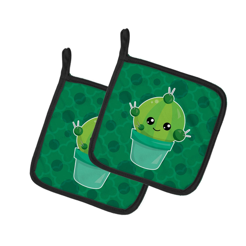 Cactus Polkadots Pot Holder Set of 2 Heat Resistant Quilted Hot Pads 7.5 x 7.5 Inch, Insulated Kitchen Trivets for Cooking & Baking