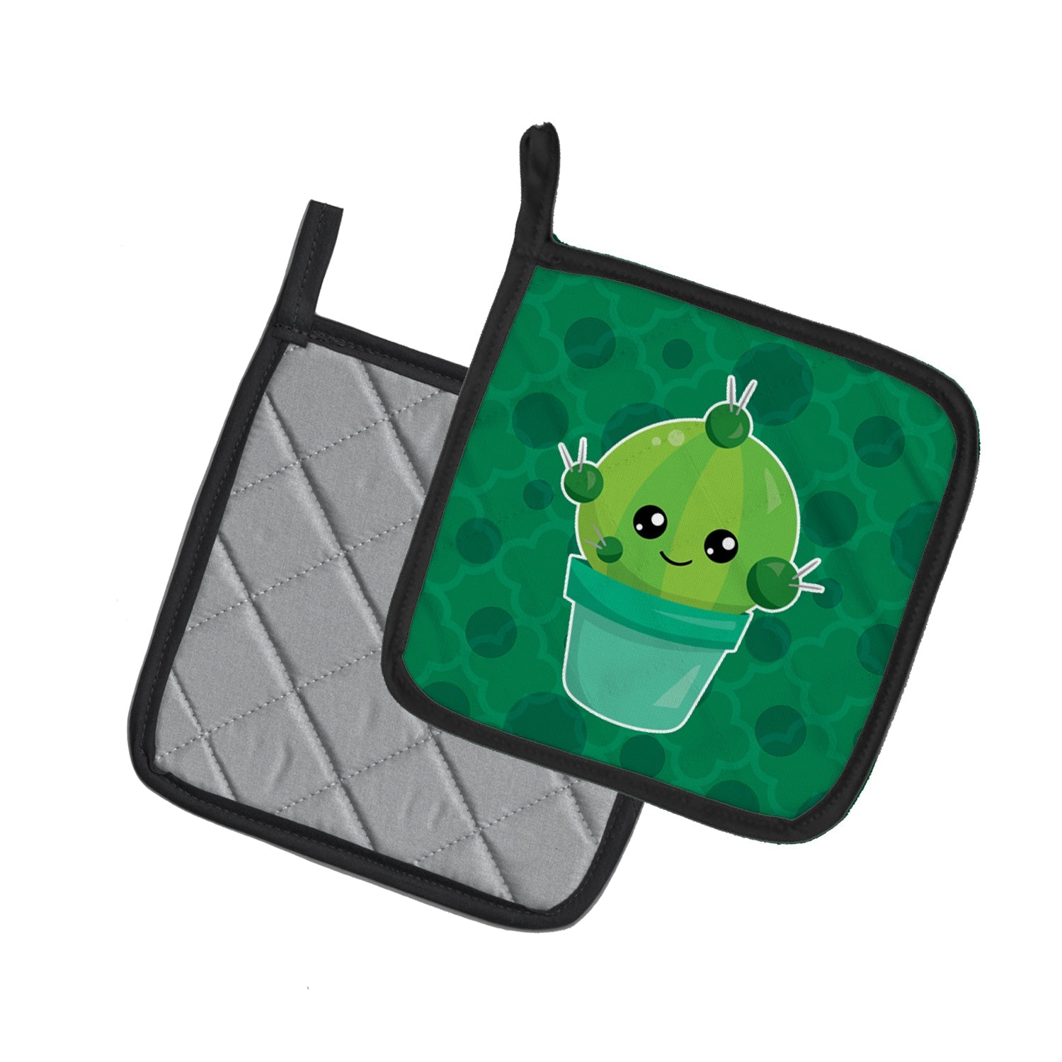 Cactus Polkadots Pot Holder Set of 2 Heat Resistant Quilted Hot Pads 7.5 x 7.5 Inch, Insulated Kitchen Trivets for Cooking & Baking
