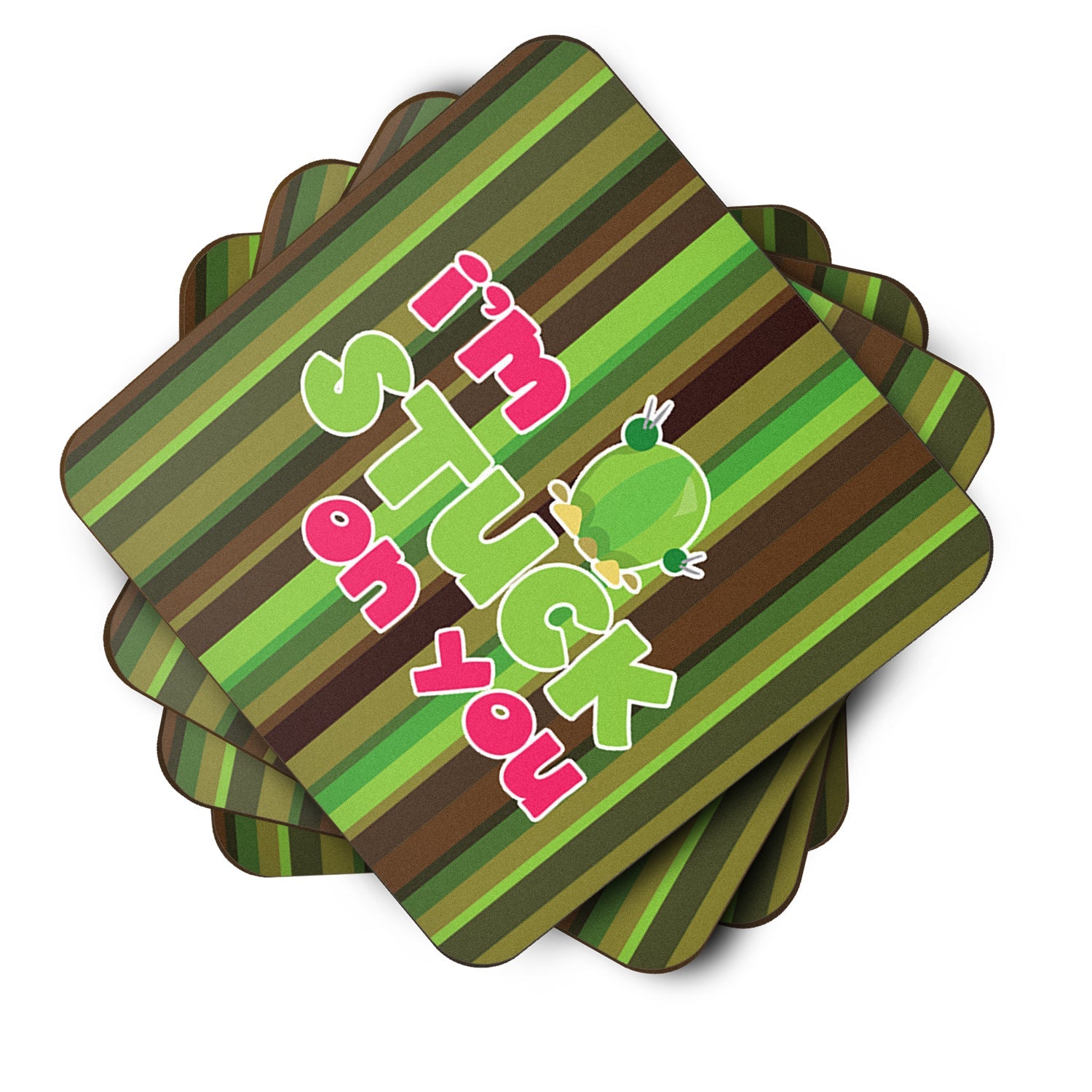 Cactus I'm Stuck on You Foam Coasters Set of 4 Cup Coasters for Indoor Outdoor, Tabletop Protection, Anti Slip, Mouse pad Material