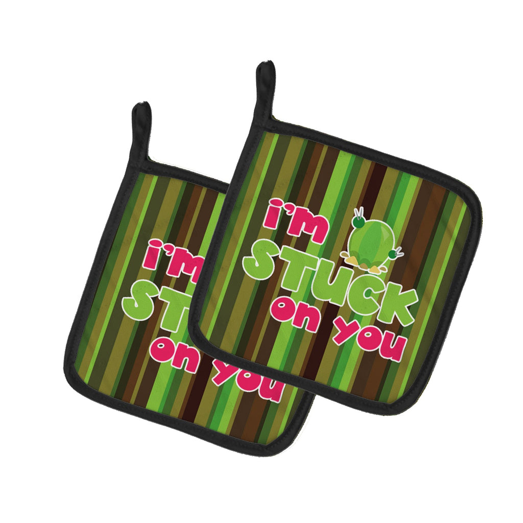 Cactus I'm Stuck on You Pot Holder Set of 2 Heat Resistant Quilted Hot Pads 7.5 x 7.5 Inch, Insulated Kitchen Trivets for Cooking & Baking