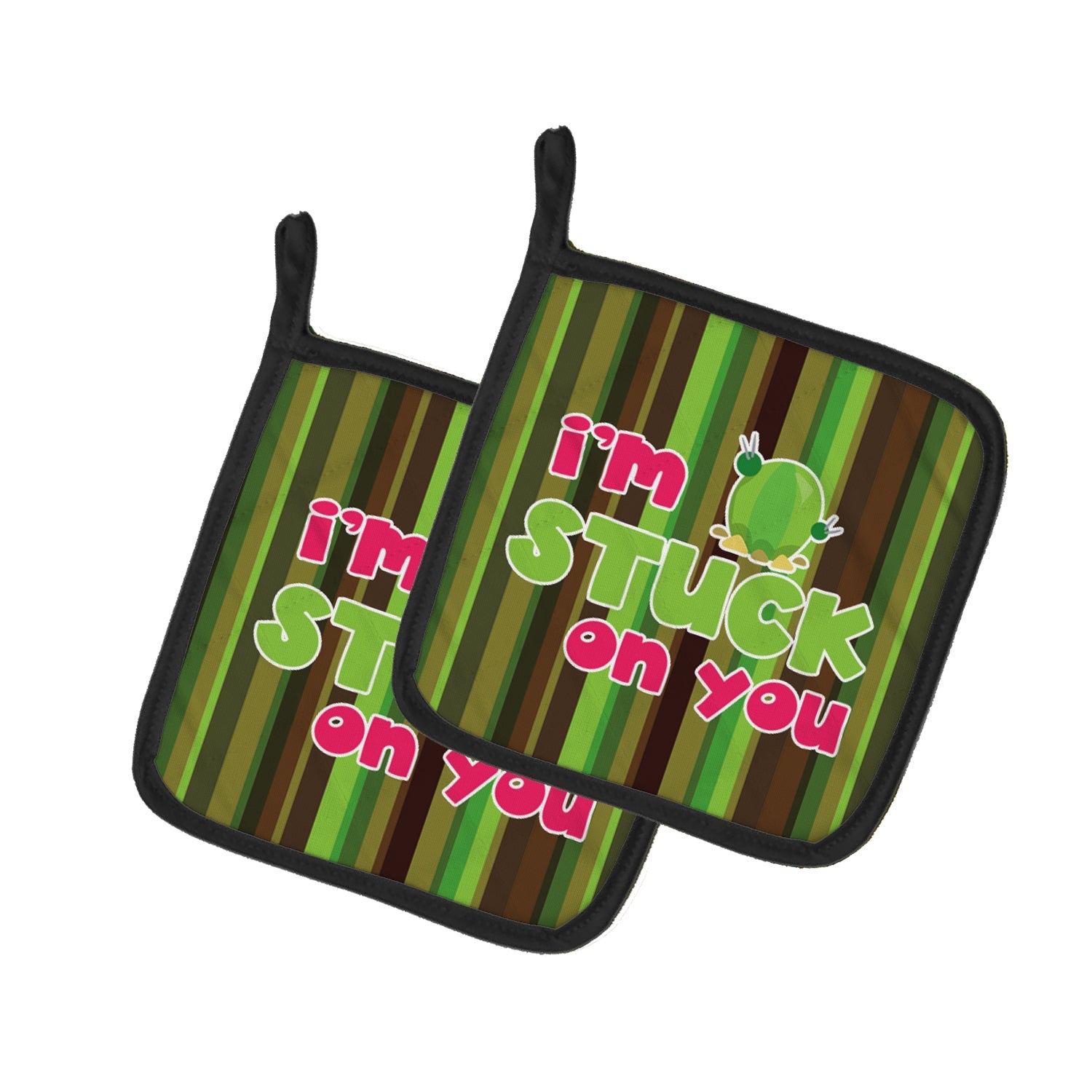 Cactus I'm Stuck on You Pot Holder Set of 2 Heat Resistant Quilted Hot Pads 7.5 x 7.5 Inch, Insulated Kitchen Trivets for Cooking & Baking