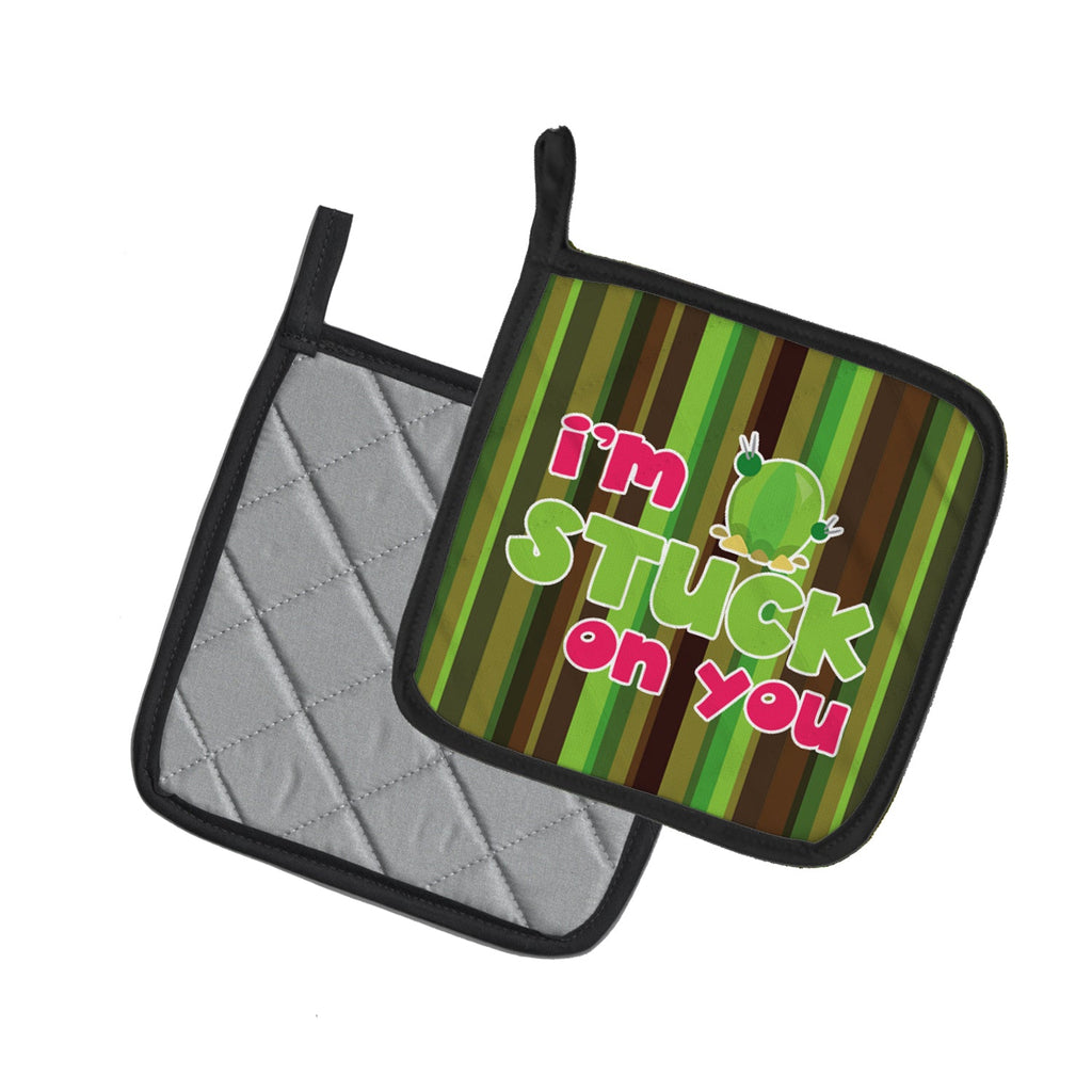 Cactus I'm Stuck on You Pot Holder Set of 2 Heat Resistant Quilted Hot Pads 7.5 x 7.5 Inch, Insulated Kitchen Trivets for Cooking & Baking