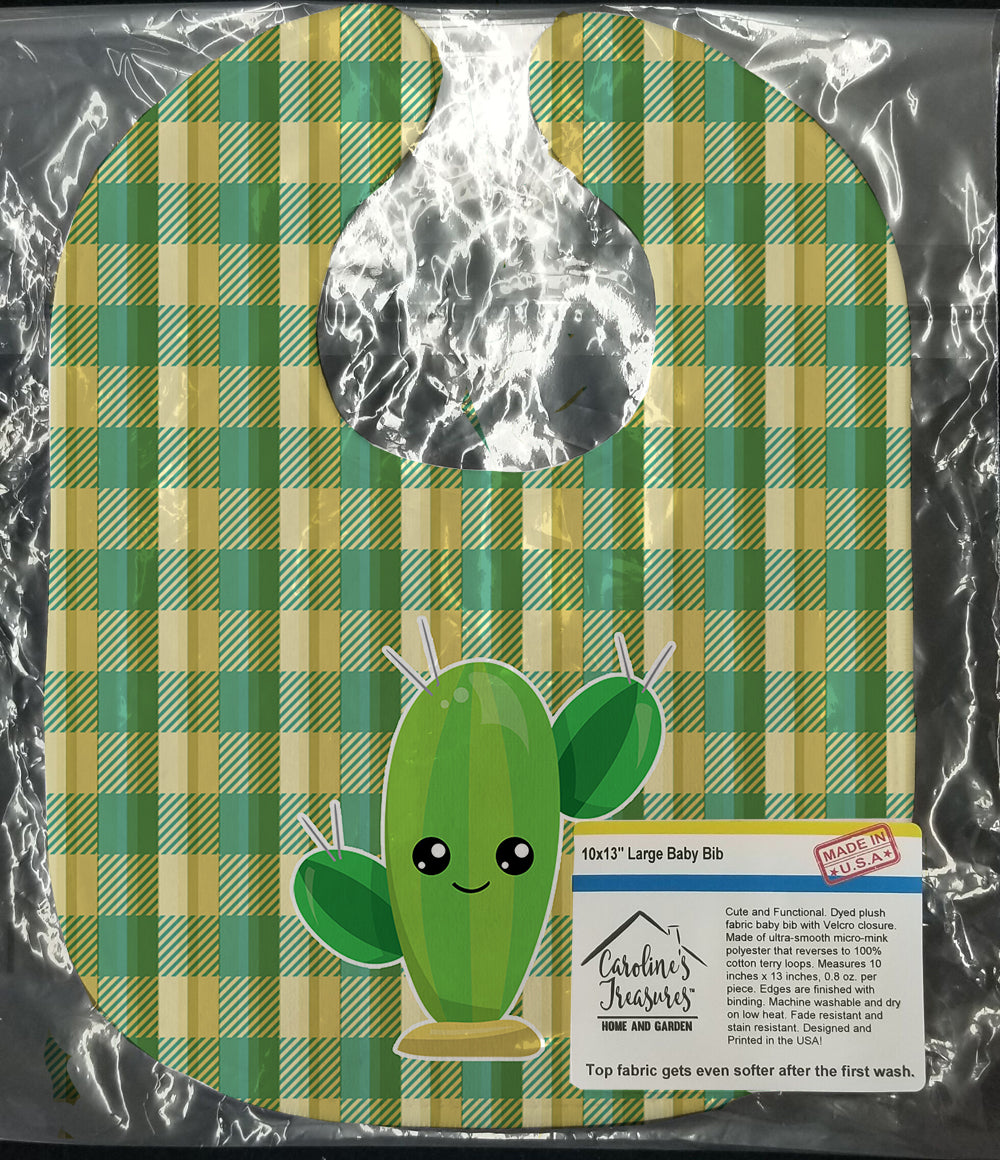 Cactus Plaid Baby Bib Easy-Clean Baby Bib Baby Feeding Accessory Baby Mealtime Essential, 10 x 13, Multicolor