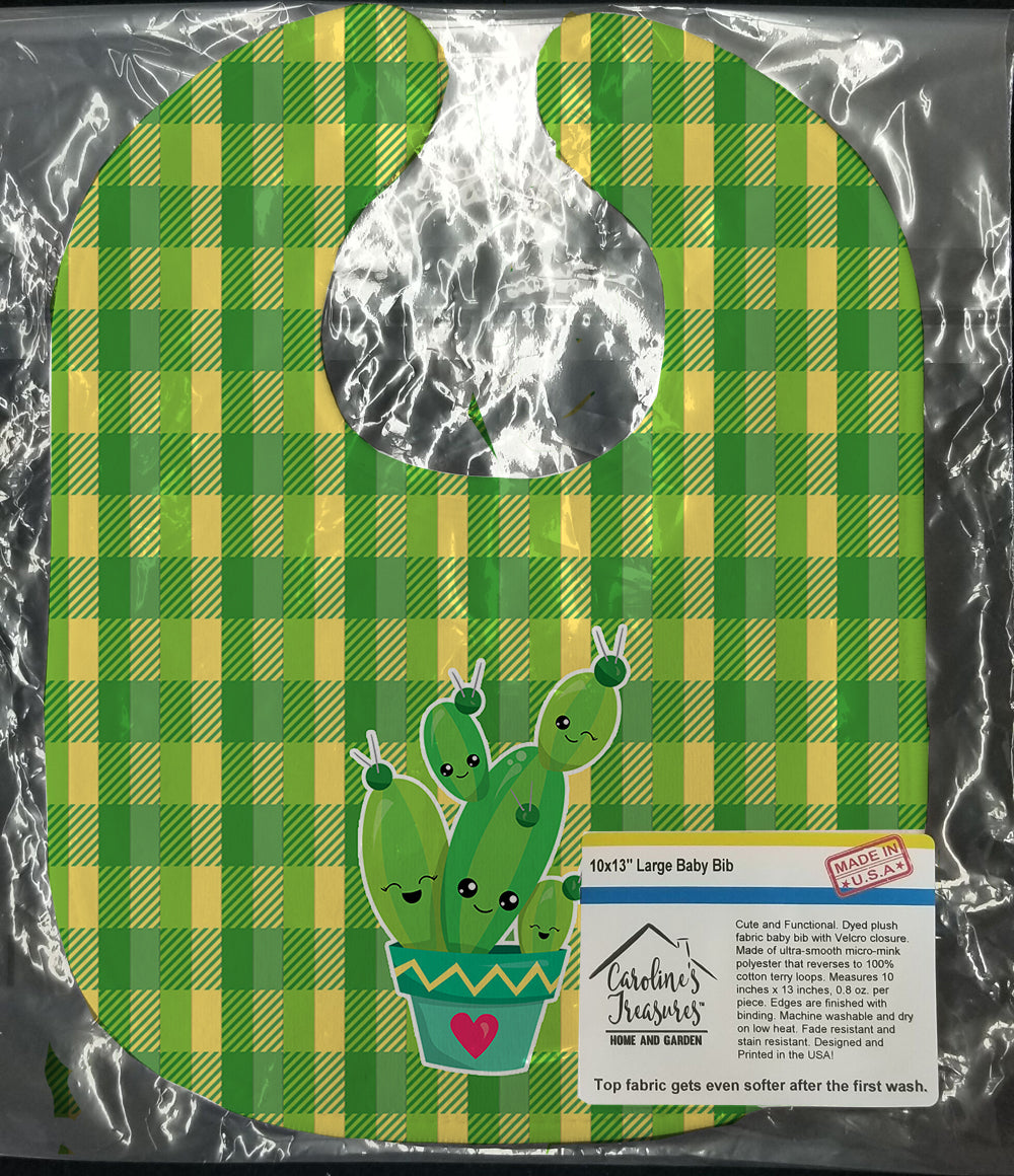 Cactus Striped Plaid Baby Bib Easy-Clean Baby Bib Baby Feeding Accessory Baby Mealtime Essential, 10 x 13, Multicolor