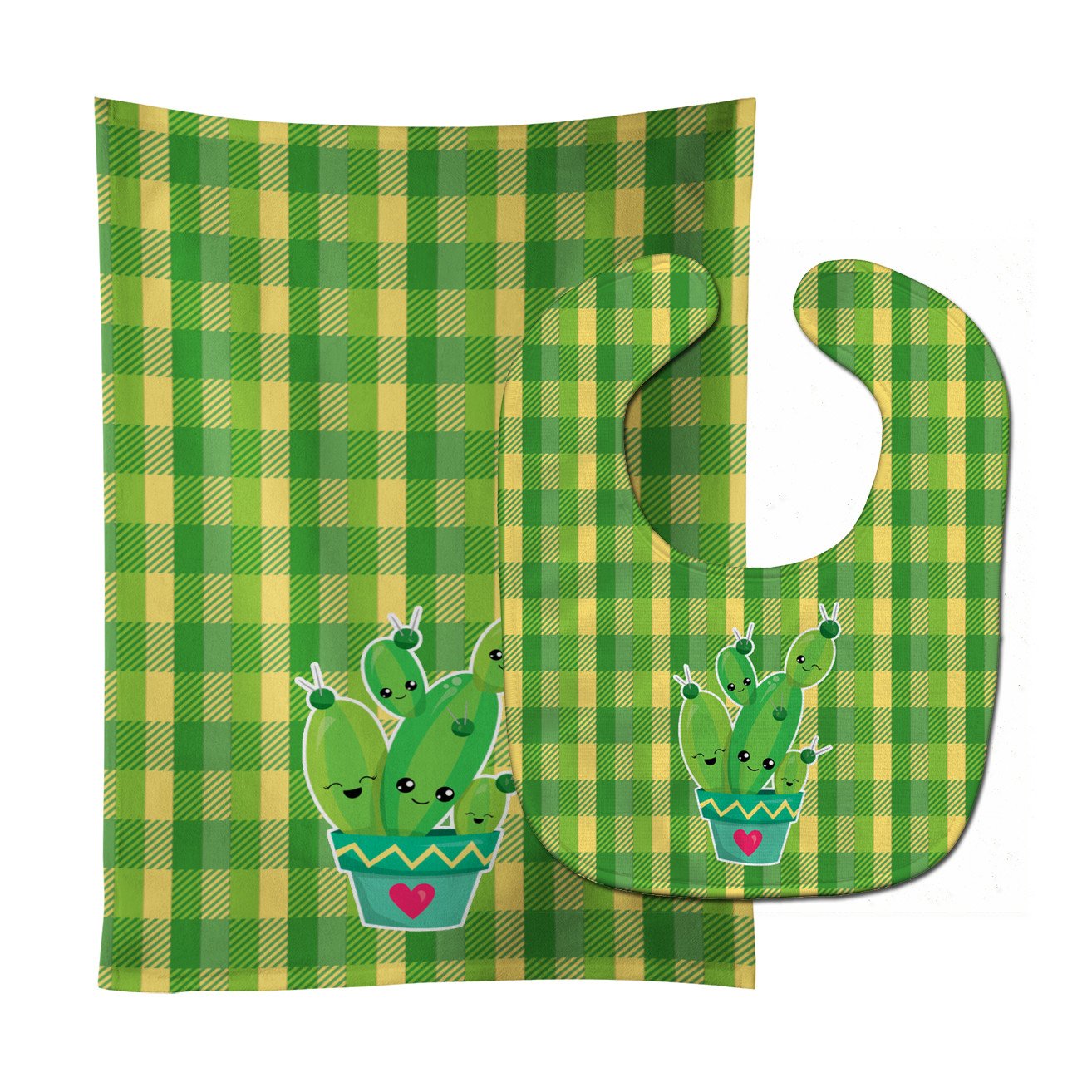 Cactus Striped Plaid Baby Bib & Burp Cloth Easy-Clean Baby Bib Baby Feeding Accessory Baby Mealtime Essential