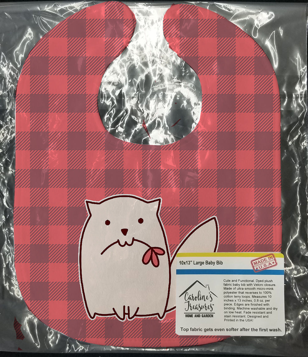 Cat Pink Plad Baby Bib Easy-Clean Baby Bib Baby Feeding Accessory Baby Mealtime Essential, 10 x 13, Multicolor