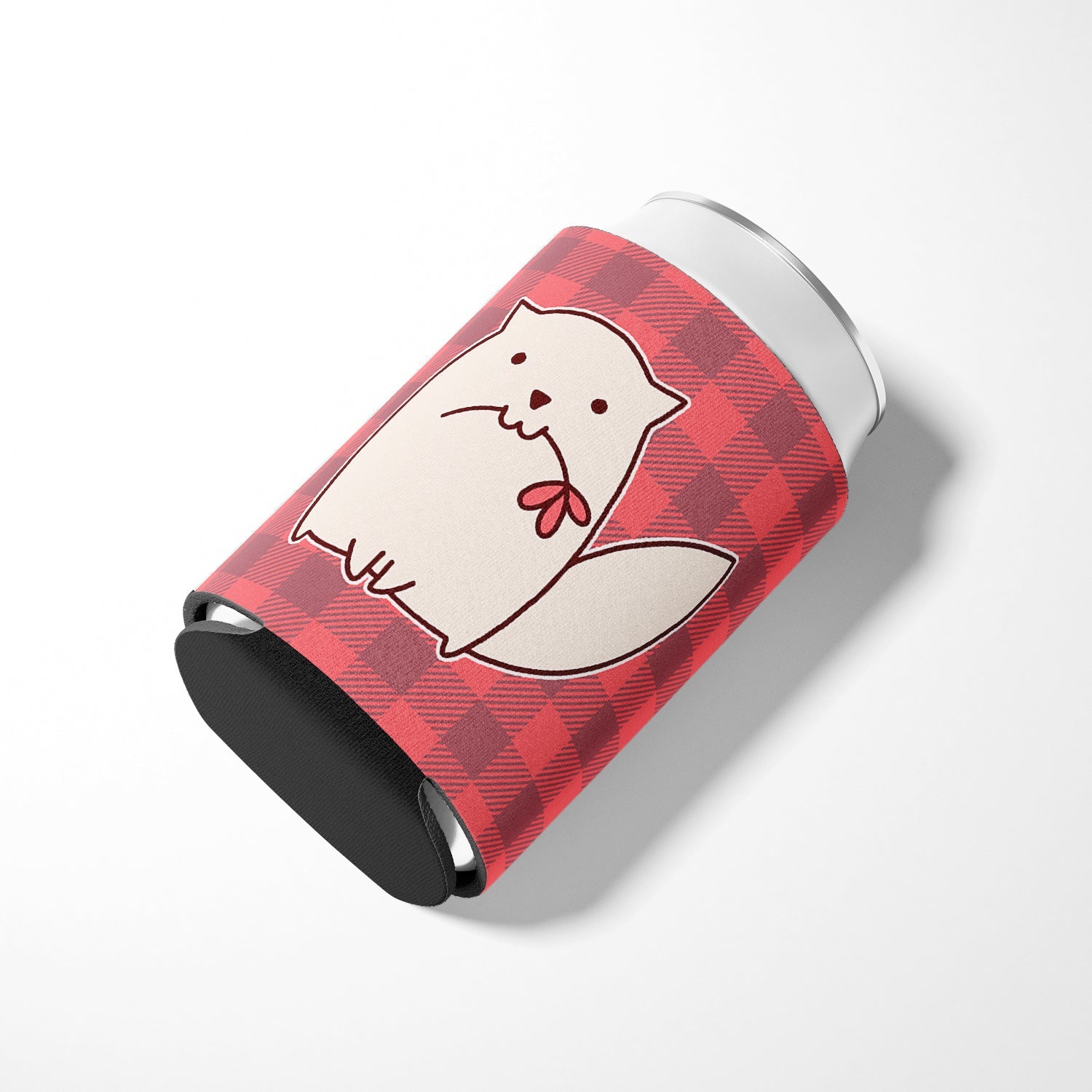 Cat Pink Plad Can or Bottle Hugger Cooler Sleeve for Standard 12 oz Cans, Insulated Foam Beer & Soda Can Hugger Reusable
