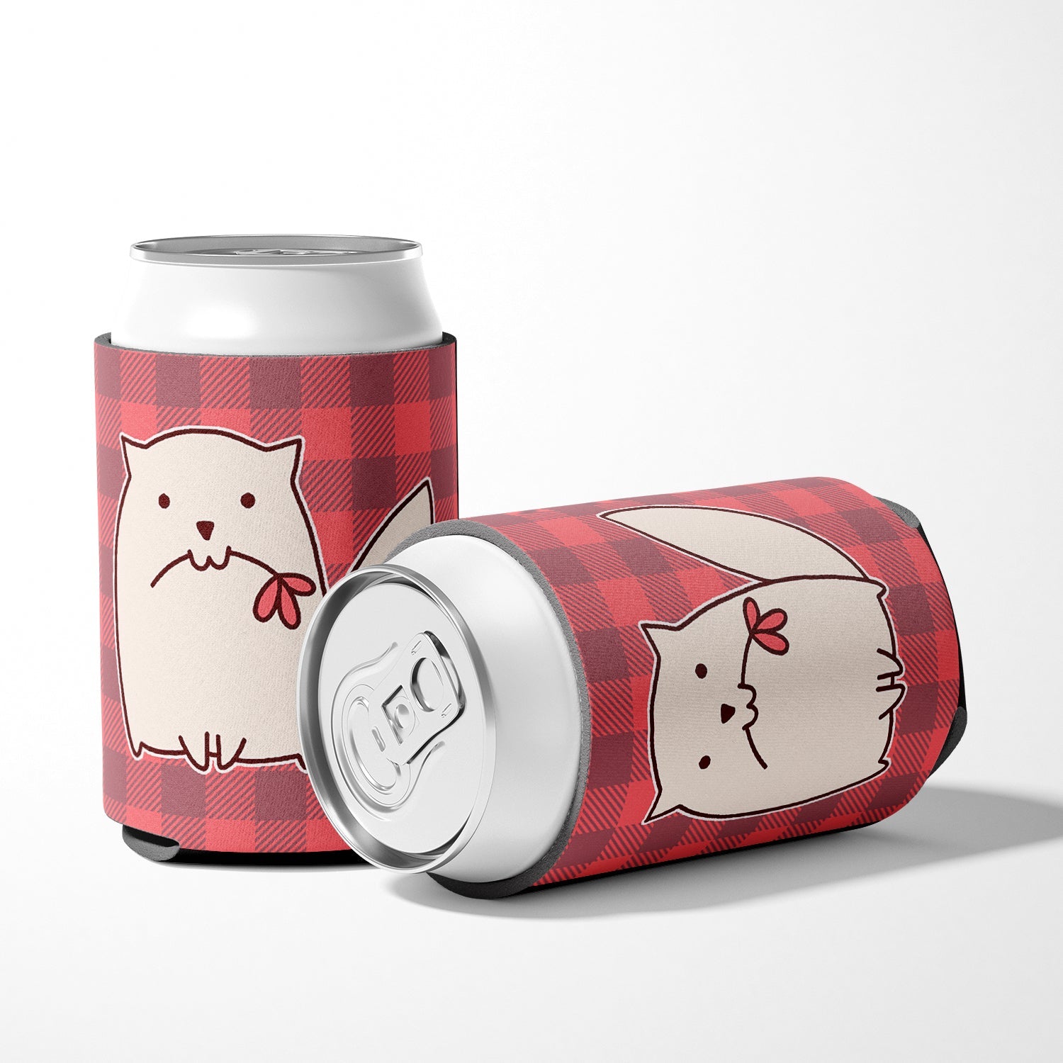 Cat Pink Plad Can or Bottle Hugger Cooler Sleeve for Standard 12 oz Cans, Insulated Foam Beer & Soda Can Hugger Reusable