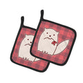 Cat Pink Plad Pot Holder Set of 2 Heat Resistant Quilted Hot Pads 7.5 x 7.5 Inch, Insulated Kitchen Trivets for Cooking & Baking