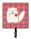 Cat Pink Plad Leash or Key Holder Wall Hooks, Key Hooks Holder, Coat Rack Wall Mount, Coat Hooks, Hooks for Hanging Keys, Towels, Aprons, Leashes