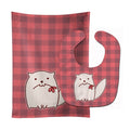 Cat Pink Plad Baby Bib & Burp Cloth Easy-Clean Baby Bib Baby Feeding Accessory Baby Mealtime Essential