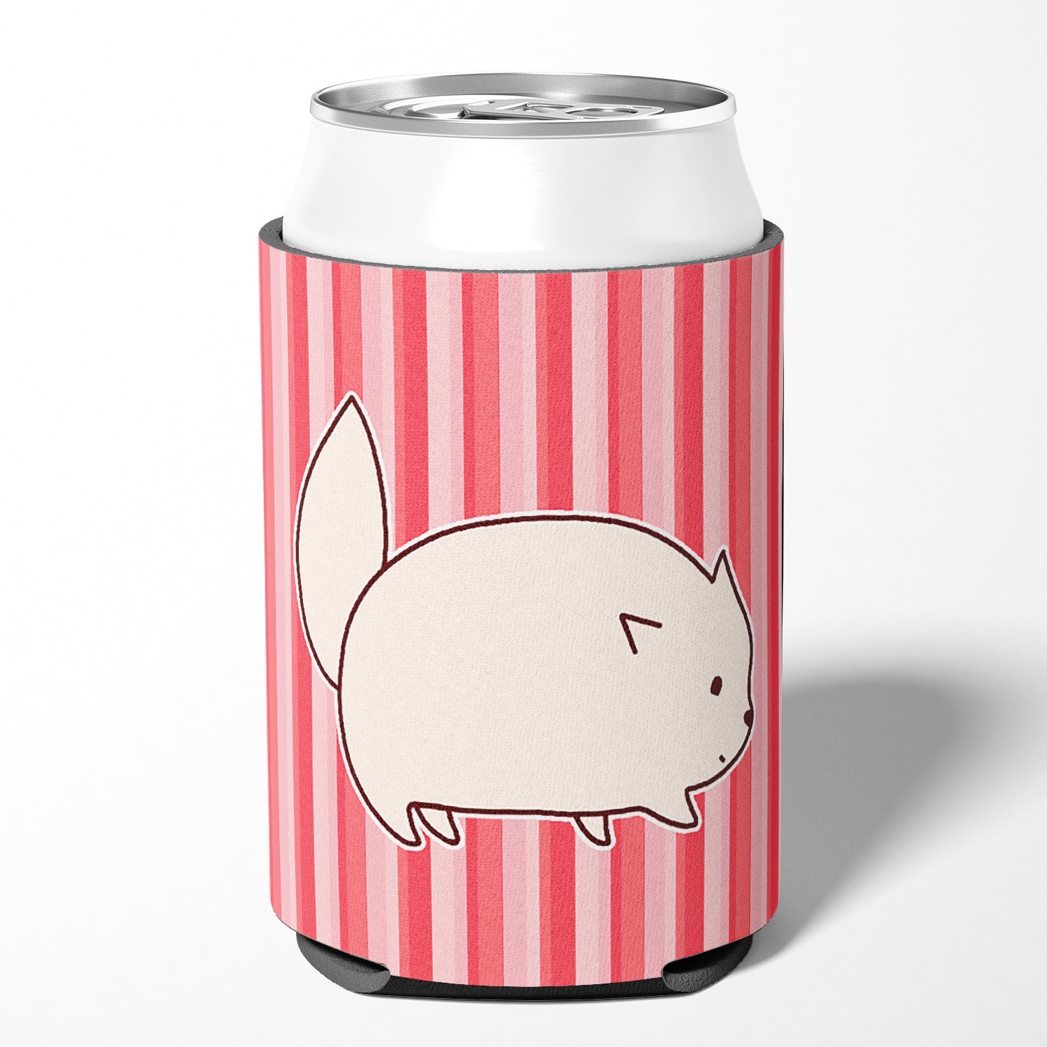 Cat Pink Stripes Can or Bottle Hugger Cooler Sleeve for Standard 12 oz Cans, Insulated Foam Beer & Soda Can Hugger Reusable