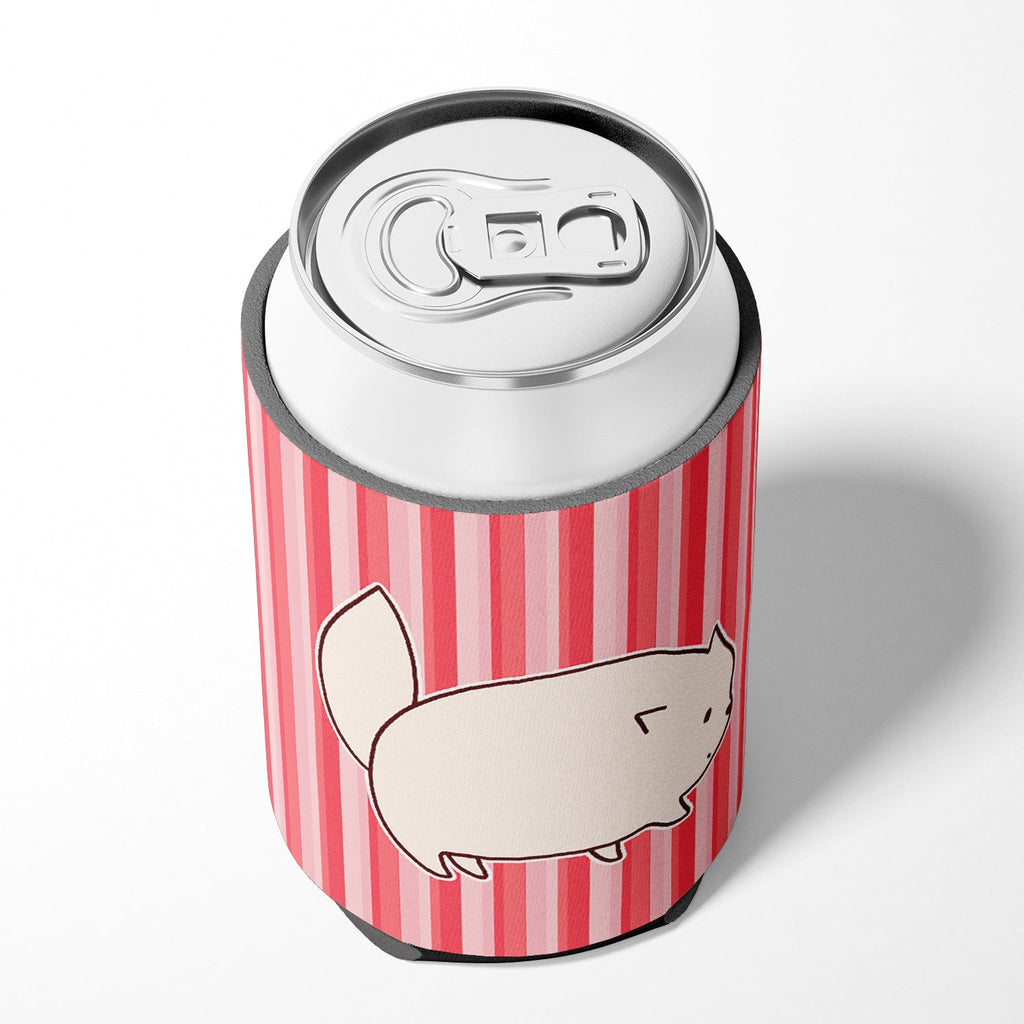 Cat Pink Stripes Can or Bottle Hugger Cooler Sleeve for Standard 12 oz Cans, Insulated Foam Beer & Soda Can Hugger Reusable
