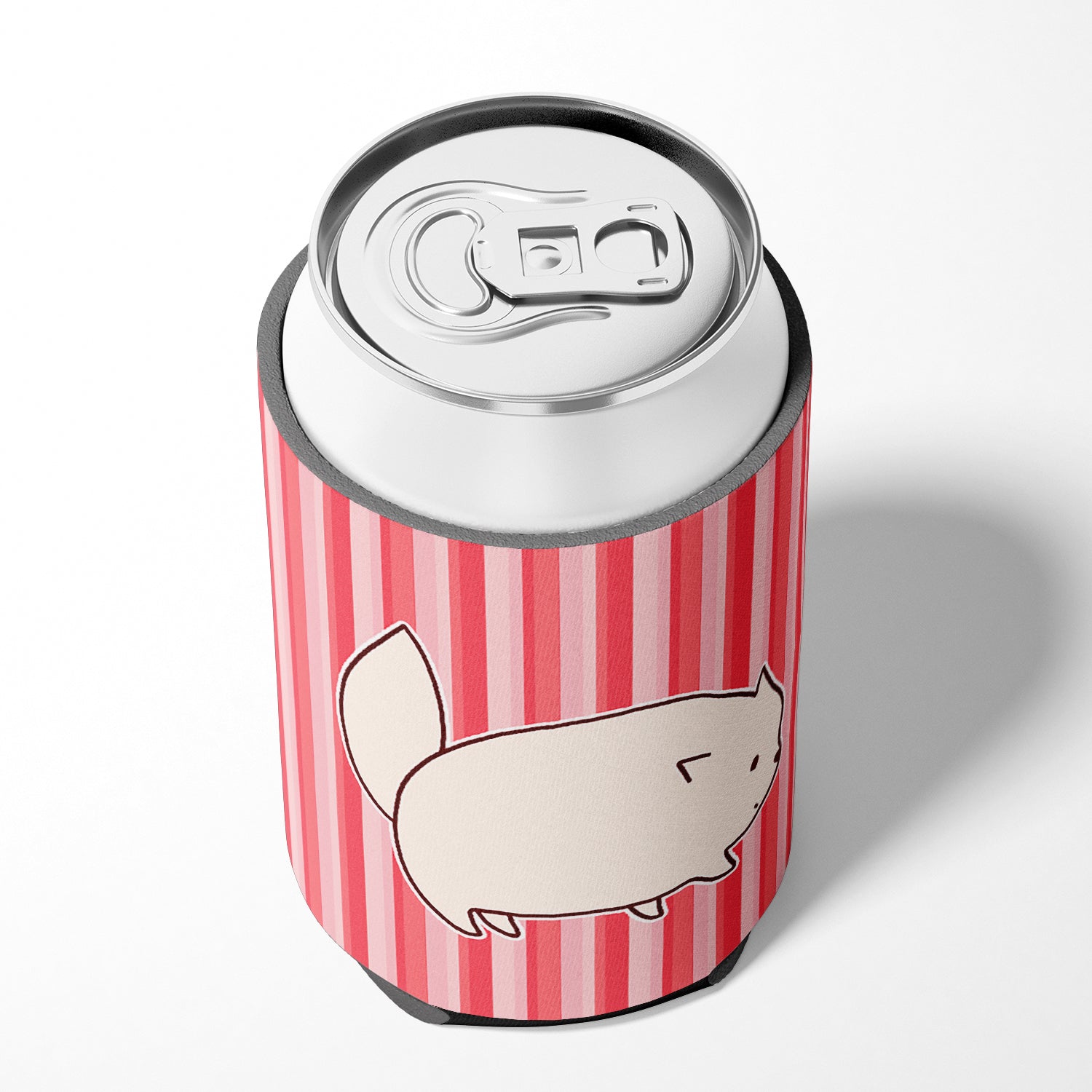 Cat Pink Stripes Can or Bottle Hugger Cooler Sleeve for Standard 12 oz Cans, Insulated Foam Beer & Soda Can Hugger Reusable