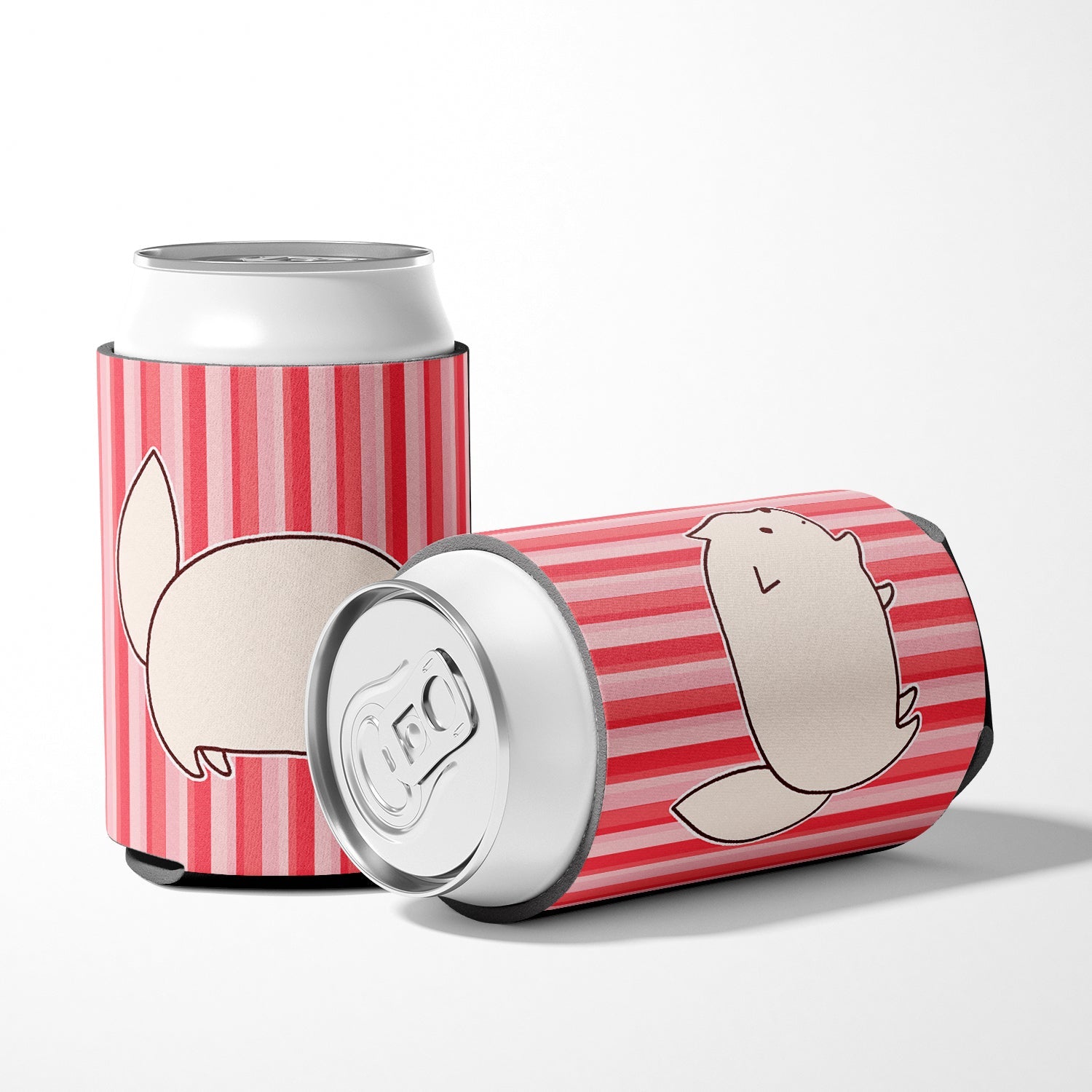 Cat Pink Stripes Can or Bottle Hugger Cooler Sleeve for Standard 12 oz Cans, Insulated Foam Beer & Soda Can Hugger Reusable