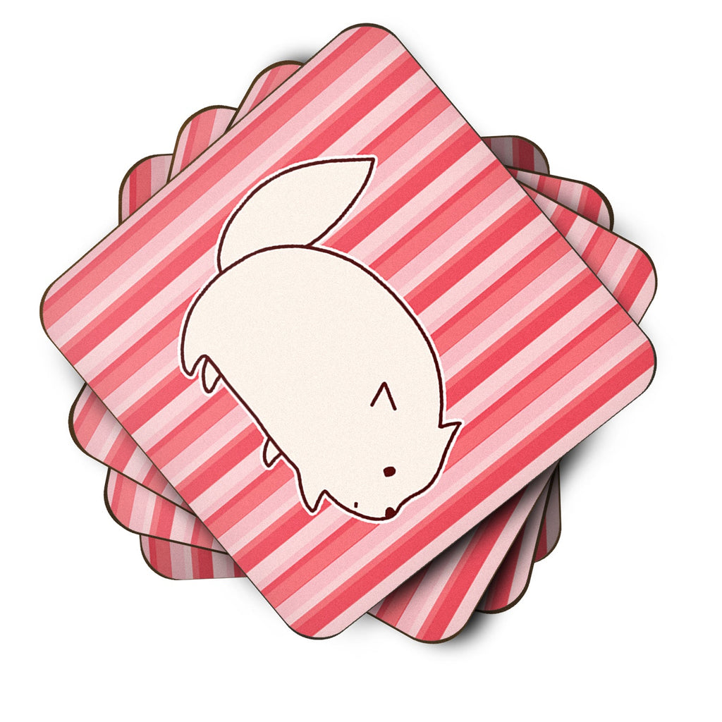 Cat Pink Stripes Foam Coasters Set of 4 Cup Coasters for Indoor Outdoor, Tabletop Protection, Anti Slip, Mouse pad Material