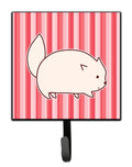 Cat Pink Stripes Leash or Key Holder Wall Hooks, Key Hooks Holder, Coat Rack Wall Mount, Coat Hooks, Hooks for Hanging Keys, Towels, Aprons, Leashes