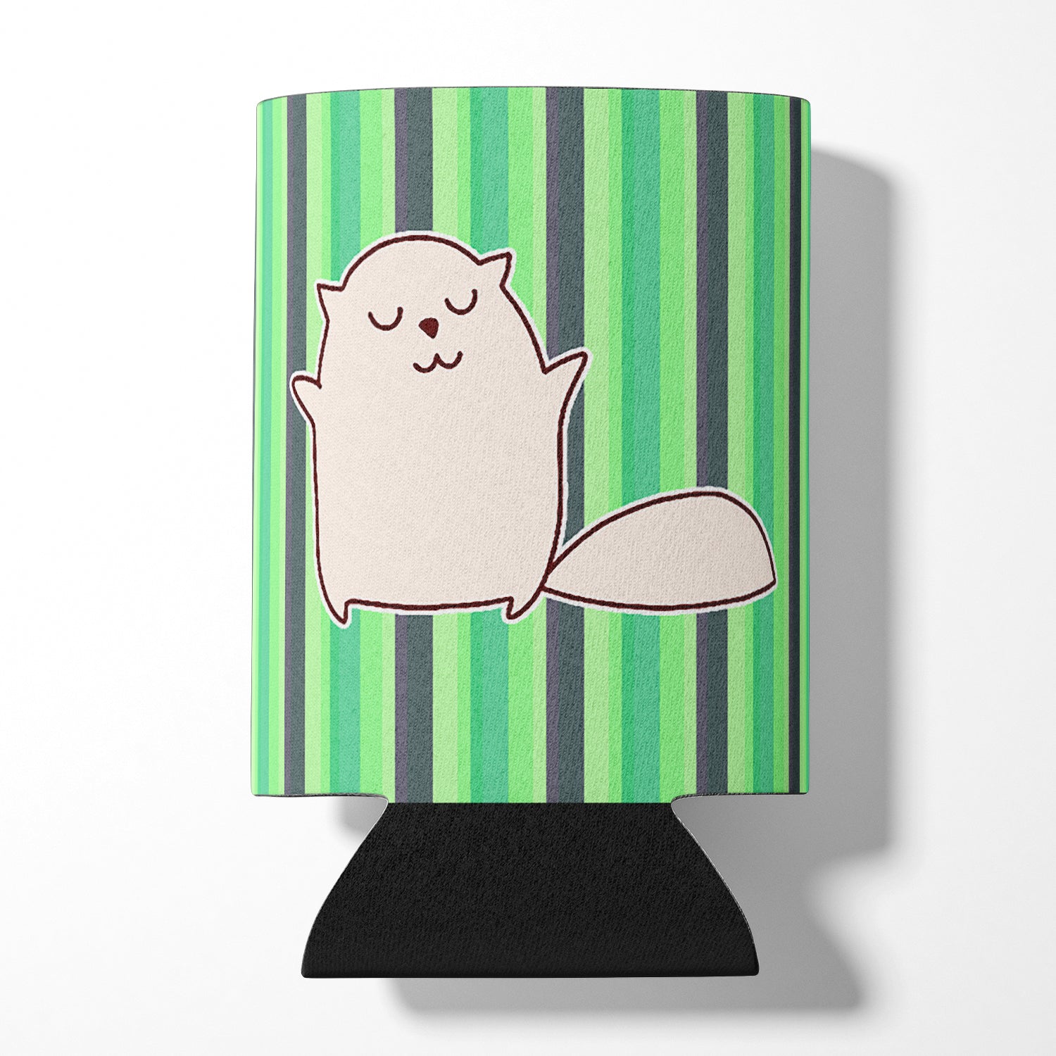 Cat Green Stripes Can or Bottle Hugger Cooler Sleeve for Standard 12 oz Cans, Insulated Foam Beer & Soda Can Hugger Reusable