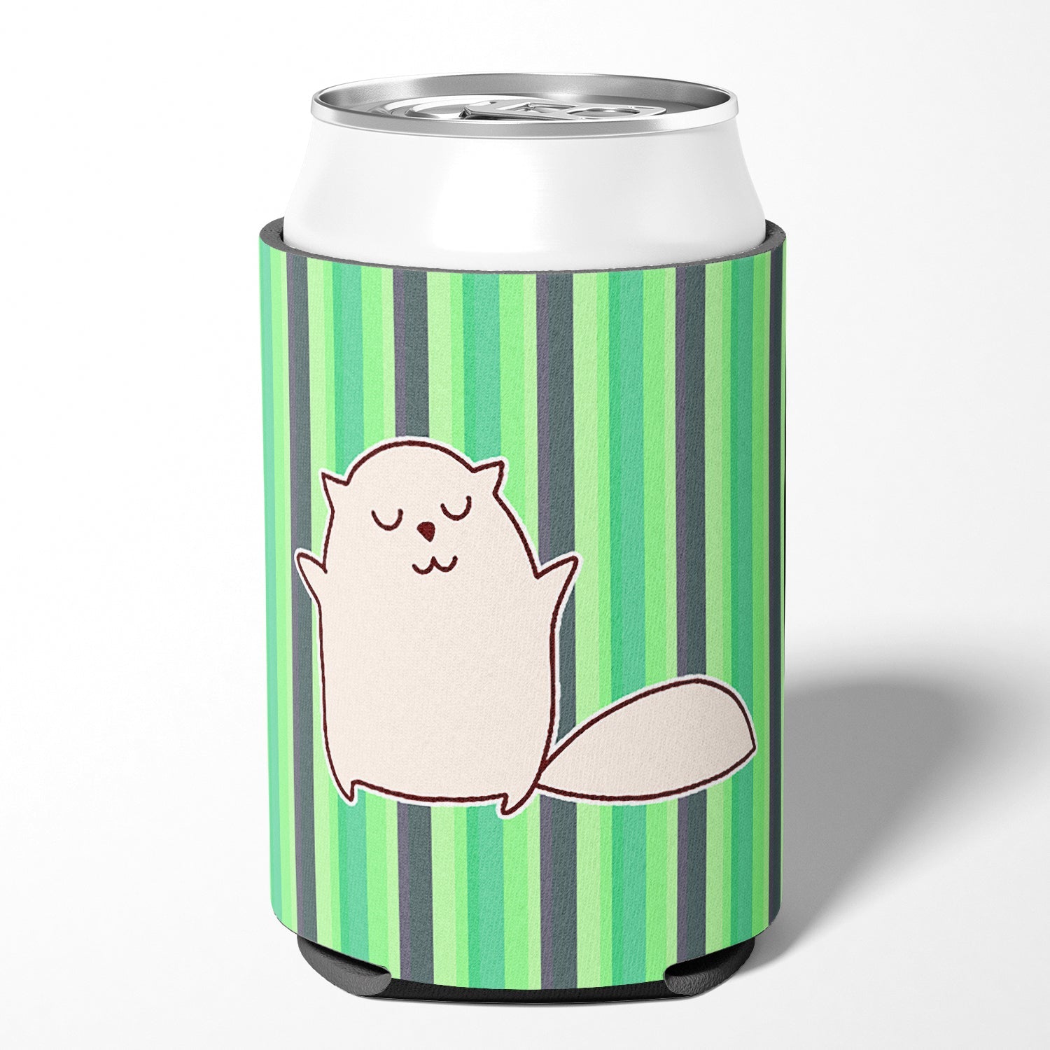 Cat Green Stripes Can or Bottle Hugger Cooler Sleeve for Standard 12 oz Cans, Insulated Foam Beer & Soda Can Hugger Reusable