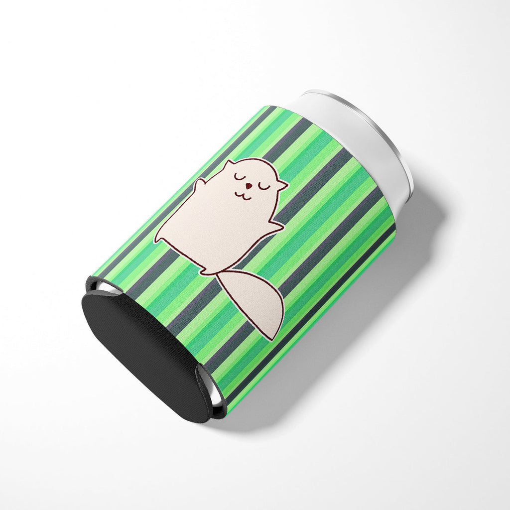 Cat Green Stripes Can or Bottle Hugger Cooler Sleeve for Standard 12 oz Cans, Insulated Foam Beer & Soda Can Hugger Reusable