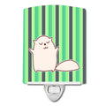 Cat Green Stripes Ceramic Night Light Compact, UL-Certified, Ideal for Bedroom, Bathroom, Nursery, Hallway, Kitchen, 6x4x3, Multicolor