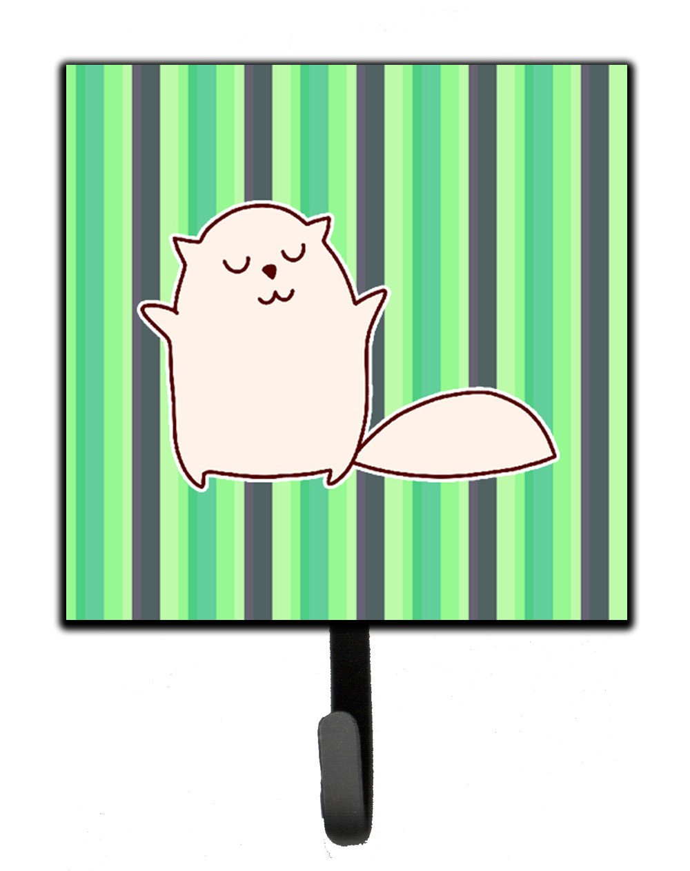 Cat Green Stripes Leash or Key Holder Wall Hooks, Key Hooks Holder, Coat Rack Wall Mount, Coat Hooks, Hooks for Hanging Keys, Towels, Aprons, Leashes