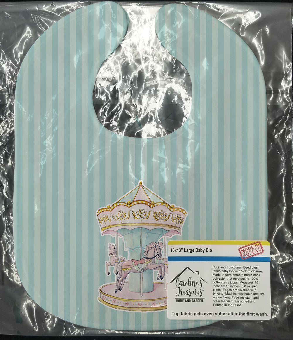 Carousel Baby Bib Easy-Clean Baby Bib Baby Feeding Accessory Baby Mealtime Essential, 10 x 13, Multicolor