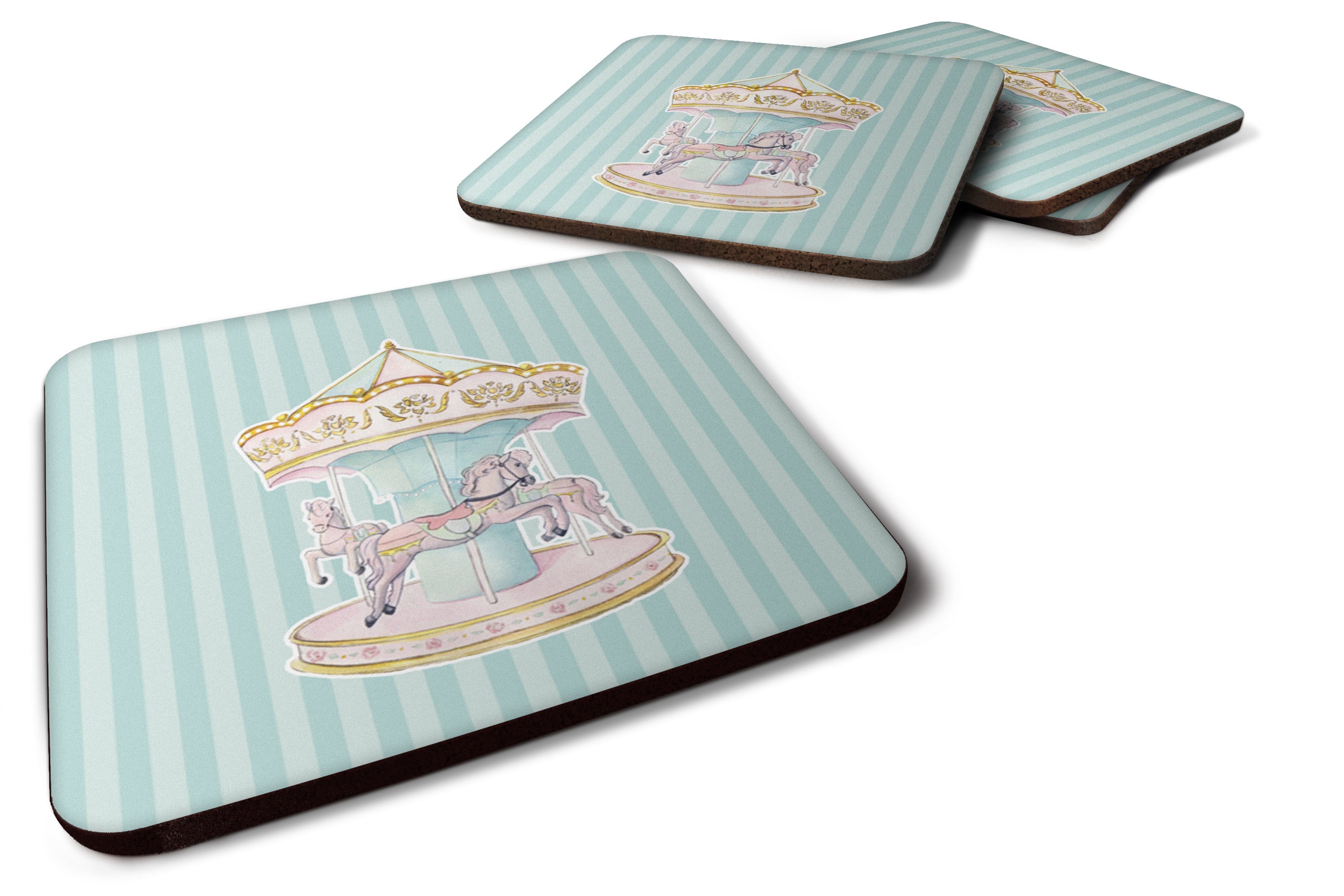 Carousel Foam Coasters Set of 4 Cup Coasters for Indoor Outdoor, Tabletop Protection, Anti Slip, Mouse pad Material