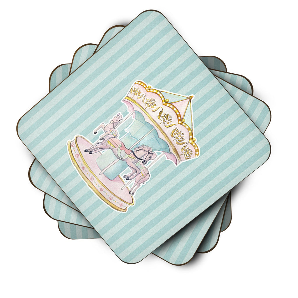 Carousel Foam Coasters Set of 4 Cup Coasters for Indoor Outdoor, Tabletop Protection, Anti Slip, Mouse pad Material