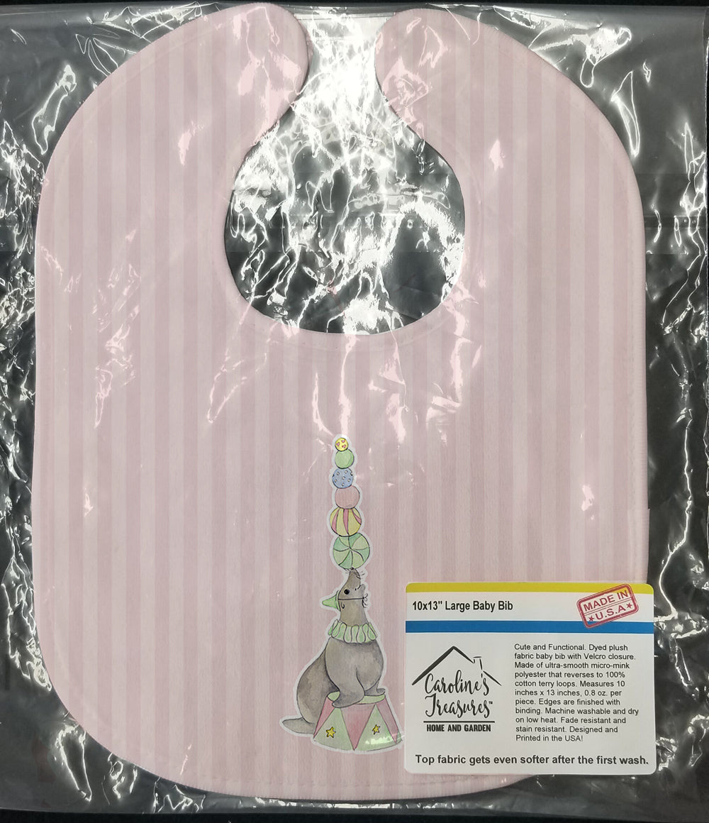 Circus Seal Baby Bib Easy-Clean Baby Bib Baby Feeding Accessory Baby Mealtime Essential, 10 x 13, Multicolor