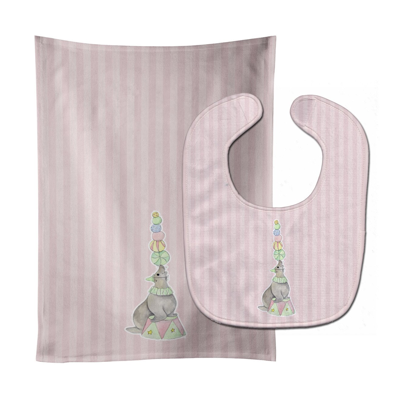 Circus Seal Baby Bib & Burp Cloth Easy-Clean Baby Bib Baby Feeding Accessory Baby Mealtime Essential